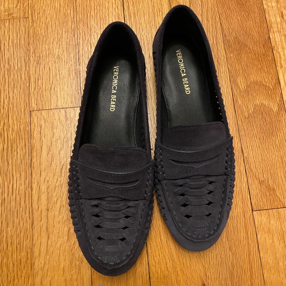 Veronica Beard Penny Woven Suede Loafer